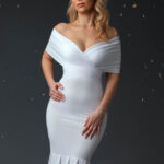 A skirt with a train and a decorative top. (Black & White Collection) N3